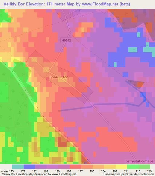 Velikiy Bor,Belarus Elevation Map