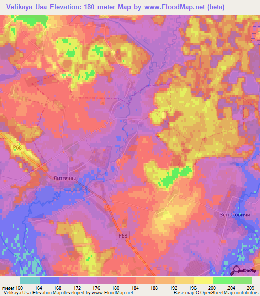 Velikaya Usa,Belarus Elevation Map
