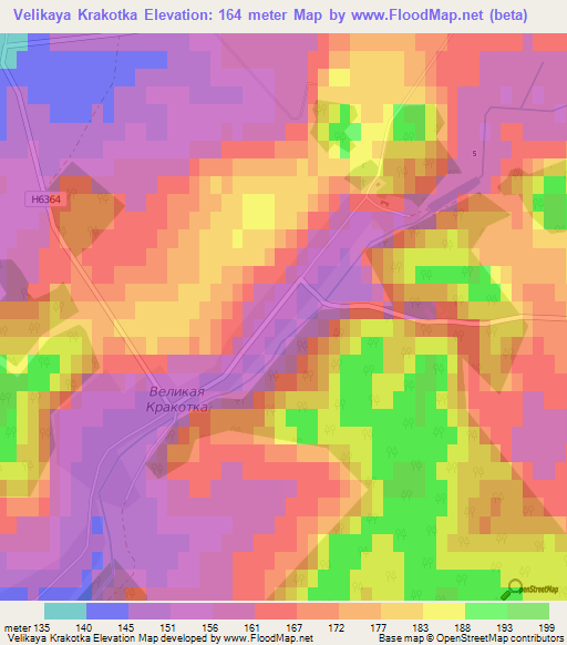Velikaya Krakotka,Belarus Elevation Map