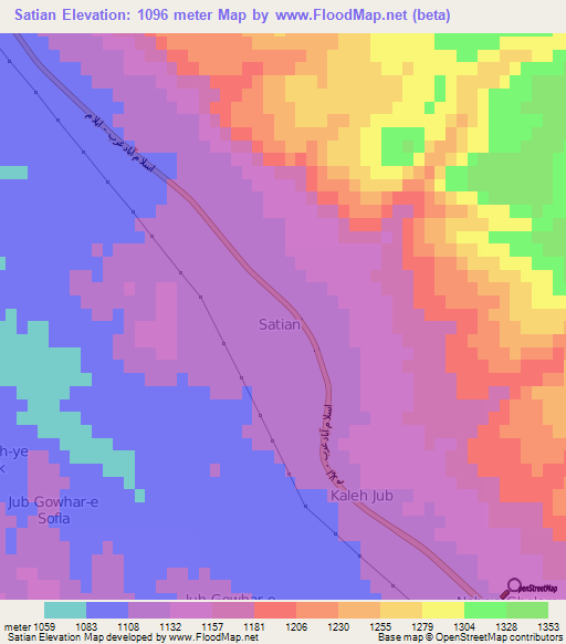Satian,Iran Elevation Map