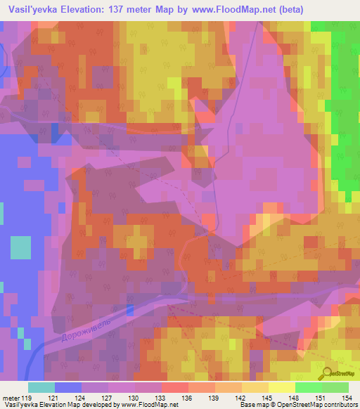 Vasil'yevka,Belarus Elevation Map