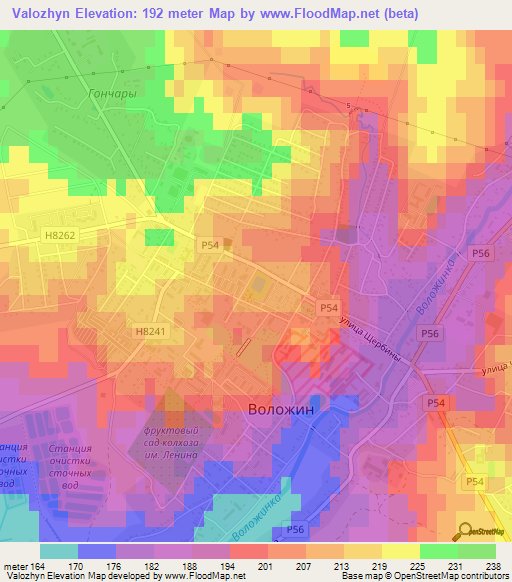 Valozhyn,Belarus Elevation Map