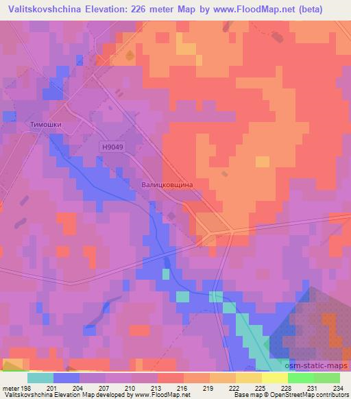Valitskovshchina,Belarus Elevation Map