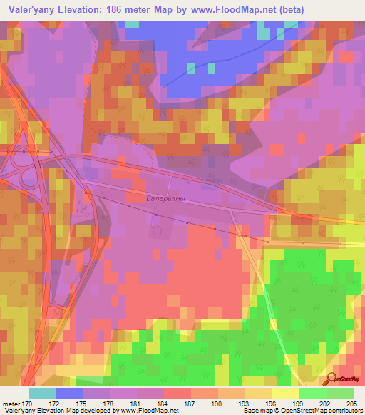 Valer'yany,Belarus Elevation Map