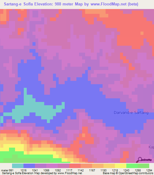 Sartang-e Sofla,Iran Elevation Map