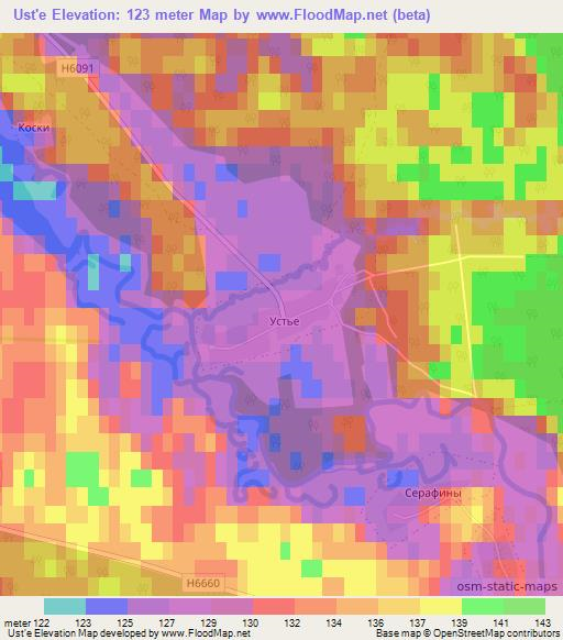 Ust'e,Belarus Elevation Map