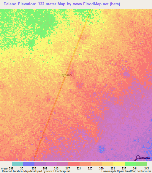 Daieno,Somalia Elevation Map
