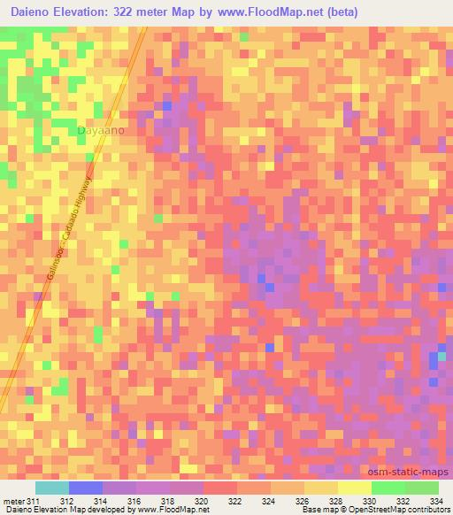 Daieno,Somalia Elevation Map