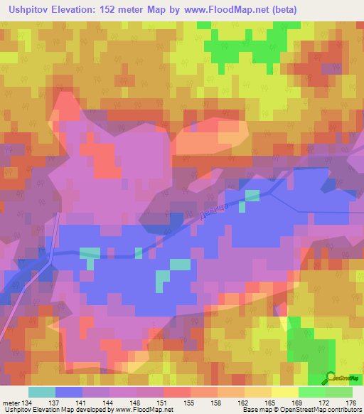 Ushpitov,Belarus Elevation Map