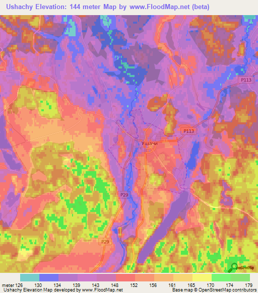 Ushachy,Belarus Elevation Map