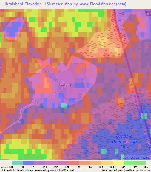 Ukraishchi,Belarus Elevation Map