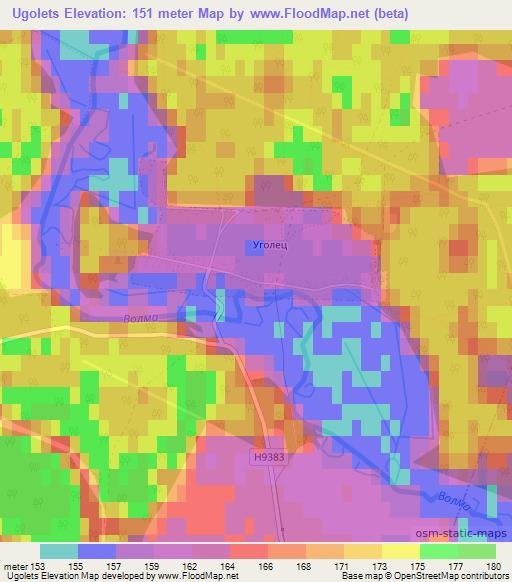 Ugolets,Belarus Elevation Map
