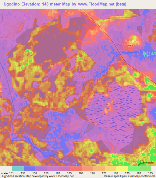Ugodino,Belarus Elevation Map