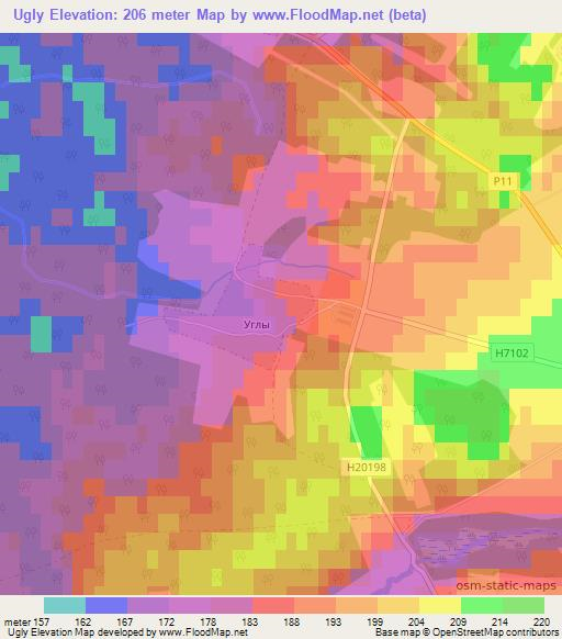 Ugly,Belarus Elevation Map