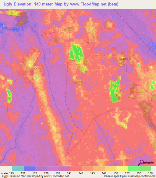Ugly,Belarus Elevation Map