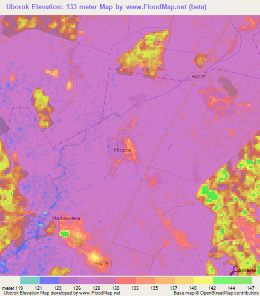 Uborok,Belarus Elevation Map