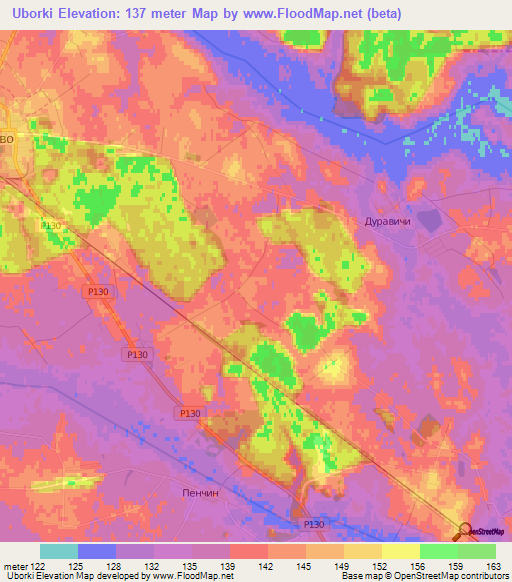 Uborki,Belarus Elevation Map