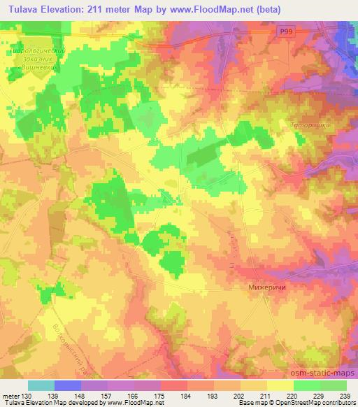 Tulava,Belarus Elevation Map