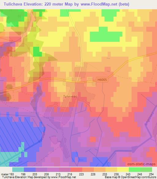 Tulichava,Belarus Elevation Map