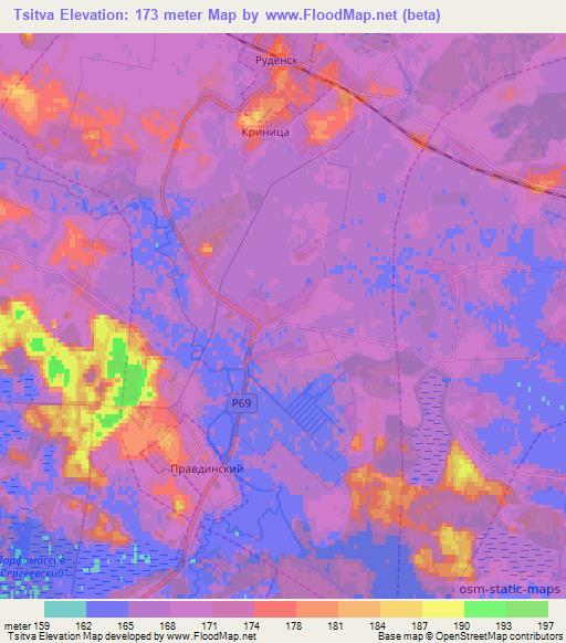 Tsitva,Belarus Elevation Map