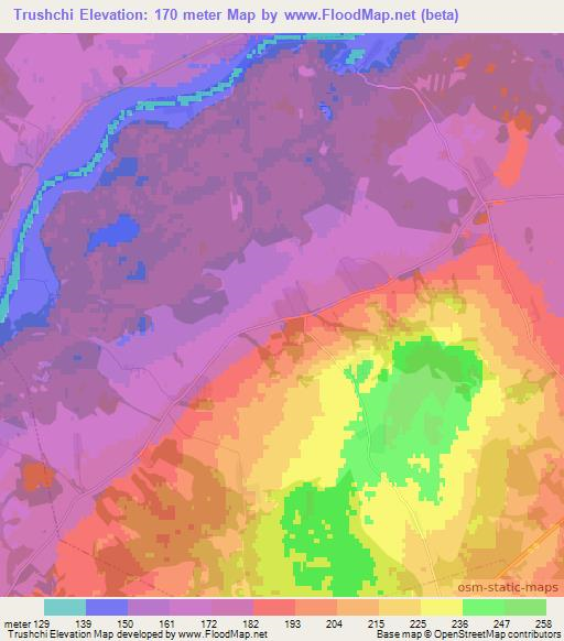 Trushchi,Belarus Elevation Map