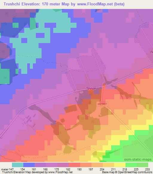 Trushchi,Belarus Elevation Map