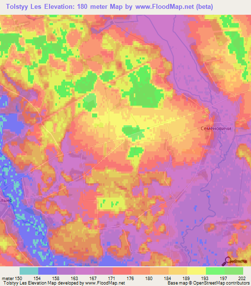 Tolstyy Les,Belarus Elevation Map