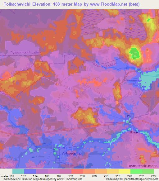 Tolkachevichi,Belarus Elevation Map