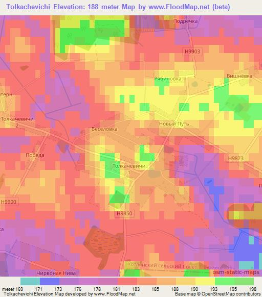 Tolkachevichi,Belarus Elevation Map