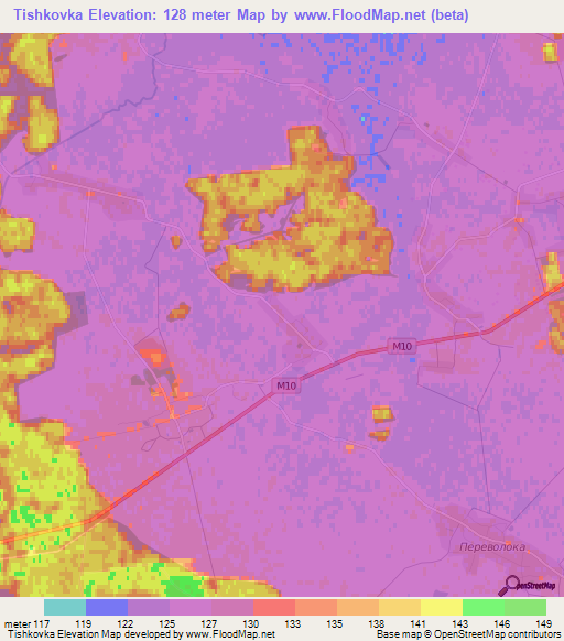 Tishkovka,Belarus Elevation Map