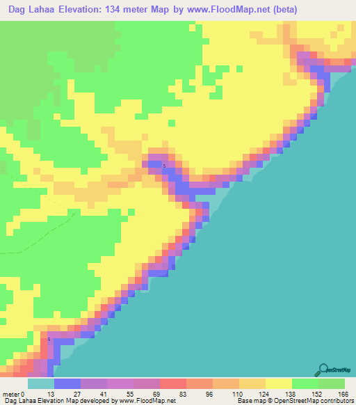Dag Lahaa,Somalia Elevation Map