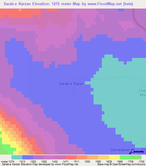 Sarab-e Karzan,Iran Elevation Map