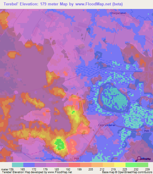 Terebel',Belarus Elevation Map