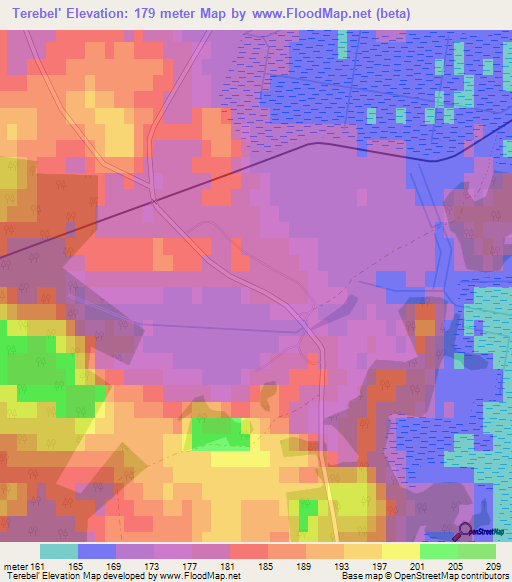 Terebel',Belarus Elevation Map