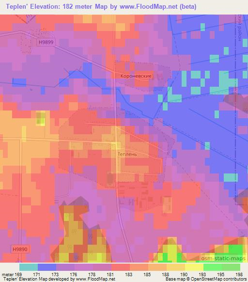 Teplen',Belarus Elevation Map