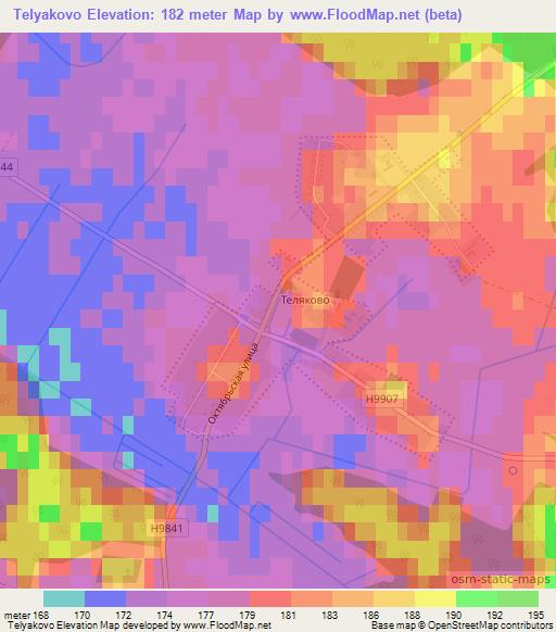 Telyakovo,Belarus Elevation Map