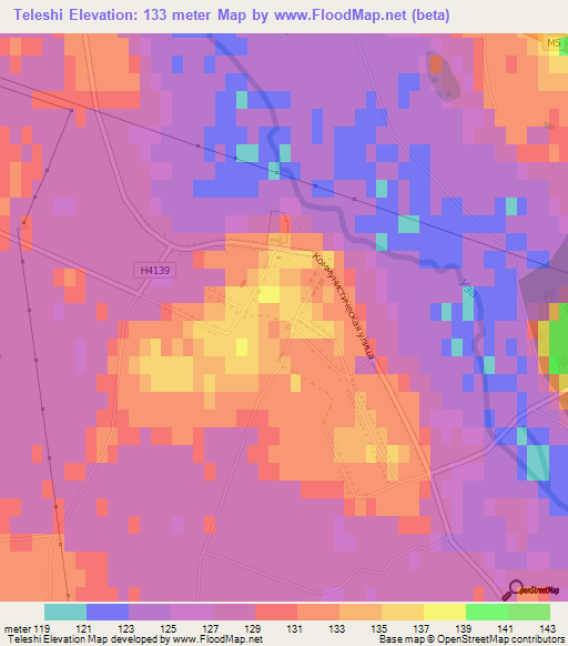 Teleshi,Belarus Elevation Map