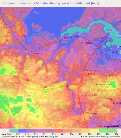 Tarasovo,Belarus Elevation Map