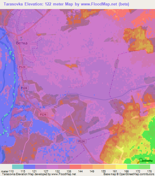 Tarasovka,Belarus Elevation Map