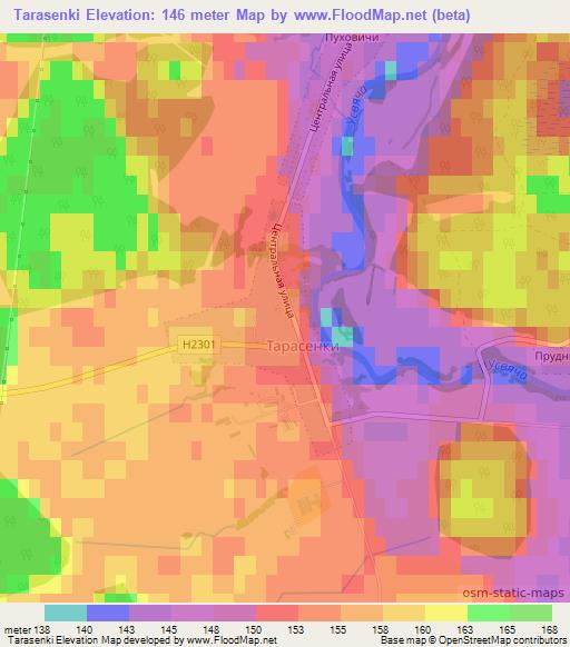 Tarasenki,Belarus Elevation Map