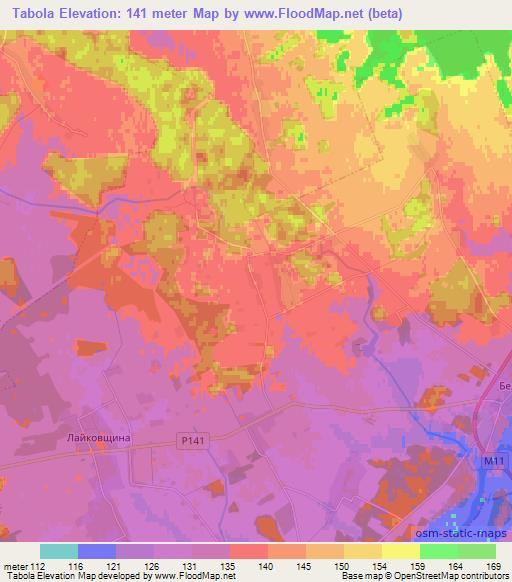 Tabola,Belarus Elevation Map