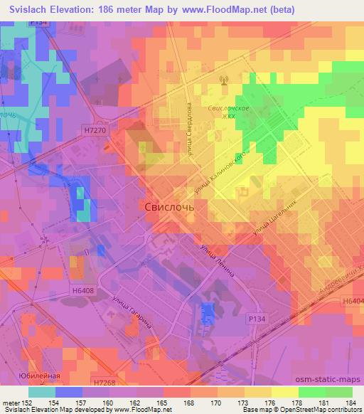 Svislach,Belarus Elevation Map
