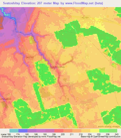 Svatoshitsy,Belarus Elevation Map