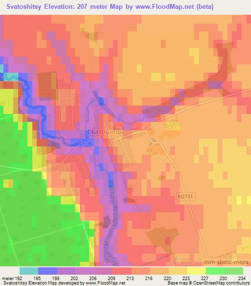 Svatoshitsy,Belarus Elevation Map