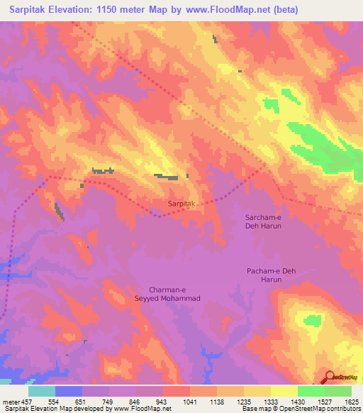 Sarpitak,Iran Elevation Map