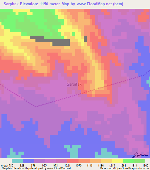 Sarpitak,Iran Elevation Map