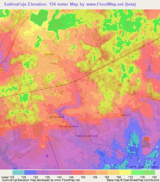 Sukhval'nja,Belarus Elevation Map