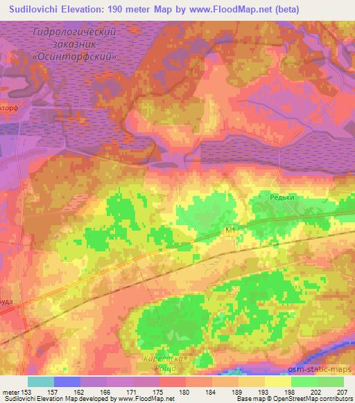 Sudilovichi,Belarus Elevation Map