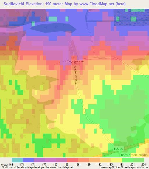 Sudilovichi,Belarus Elevation Map
