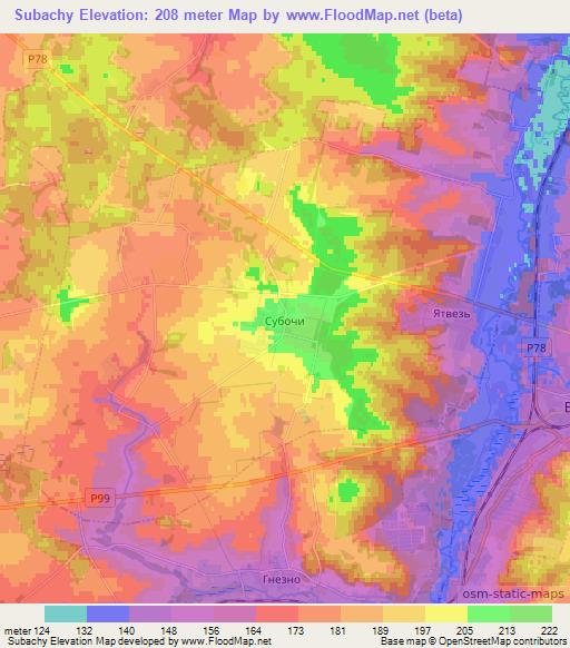 Subachy,Belarus Elevation Map